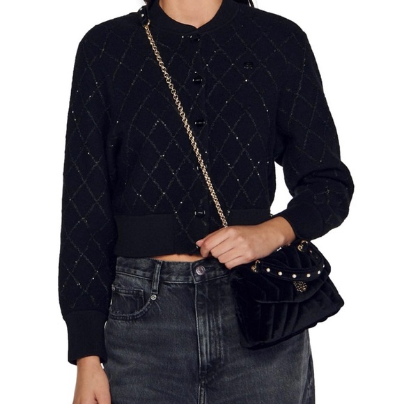 Sandro Sequined coatigan cardigan sweater varsity jacket - Picture 2 of 4